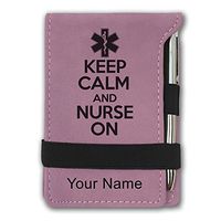 Mini Notepad, Keep Calm and Nurse On, Personalized Engraving Included (Pink)