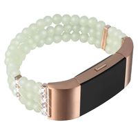 somoder Beaded Bling Bands Compatible with Fitbit Charge 2 Women Girls, Handmade Elastic Stretch Night Luminous Pearl Bracelet Bands with Rhinestone Small Large