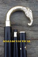 vintage Brass Elephant Head Handle Vintage Designer Walking Stick Cane Handle
