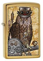 Zippo Lighter: Steampunk Owl - Brushed Brass 79185