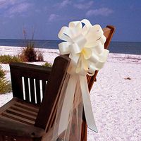 Ivory Wedding Pull Bows with Tulle Tails - 8" Wide, Set of 6, Birthday, Christmas, Anniversary, New Year, Mother's Day, Reception, Graduation