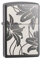 Zippo Lily Pocket Lighter, Black Ice