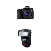 Canon Digital SLR Camera Body [EOS 80D] with EF-S 18-55mm f/3.5-5.6 Image Stabilization STM Lens with Canon Speedlite 470EX-AI - Black