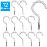 Feed Garden Cup Hooks Metal Ceiling Hooks, 2 inch 12 Pack, Heavy Duty Vinyl Coated Steel Cup Hooks for Hanging Outdoor / Indoor Use