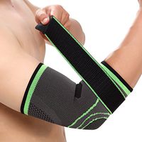 Elbow Brace Compression Support Sleeve with Adjustable Strapping for Pain Relief, Meniscus Tear, Arthritis, Injury, Running, Joint Pain (M, Green)