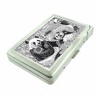 Panda Em1 Hip Silver Cigarette Case With Built In Lighter 4.75" X 2.75" Id Holder Metal Wallet RFID Protection