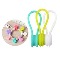 AOLVO E-Clip Magnetic Cable Winder,3 PCS Earphone Wrap Cord Organizer Multi-function Soft Silicone Cable Twist Ties for Headphones/Date USB Cable,Use As Bookmarks/Keychain,Cable Straps
