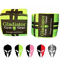 GLADIATOR GYM GEAR Weightlifting Knee Wraps – Compression Elastic Support & Protection Power wrap for Fitness & Powerlifting. Kneewraps for Bodybuilding WOD Cross Training for Men Women (Green)