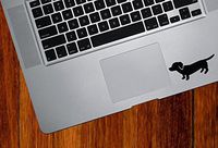 Yadda-Yadda Design Co. Dachshund - Weiner Dog - Trackpad/Keyboard - Vinyl Decal Copyright (3" w x 1.25" h) (Black)
