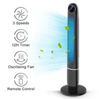 Oscillating Tower Fan - 48 Inch Quiet Tower Fan with 3 Speeds & 3 Breeze Modes, Automatic Shutoff Timer, Black Remote Control Tower Fan for Whole Room Cooling, Quiet and Space Saving (Renewed)
