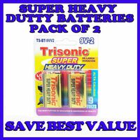 Battery 9V 2 Pack Trisonic Super Heavy Duty Batteries !