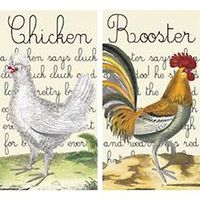 HomArt Large Decorative Chicken and Rooster Candle and Fireplace Wood Matches (Set of 2)