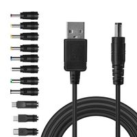 USB to DC Power Cable,Universal USB to DC Jack Charging Cable Power Cord with 11 Interchangeable Plugs Connectors Adapter for Router,Mini Fan,Speakers and Other Electronics Devices by JEDE