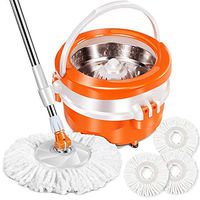 Microfiber Spin Mop and Bucket with Wringer 3 Mop Heads 360 Rolling Mop and Bucket System for Cleaning Masthome