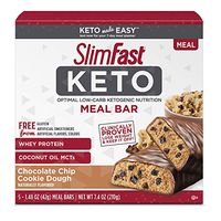 SlimFast Keto Meal Replacement Bar, Chocolate Chip Cookie Dough, 5 Count