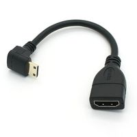 15CM High Speed 90 Degree Mini HDMI Right-Toward Male to HDMI Female Cable Adapter Connector Support 1080P Full HD, 3D (0.15m, Downward Angle)