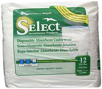 Select Pull-On Disposable Underwear XXL Pack/12 (62-80 in.)