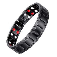 USWEL Men Pure Titanium Magnetic Energy Therapy Bracelet, Double Raw Minerals Pain Relief for Arthritis and Carpal Tunnel Bracelet with Adjustment Tool
