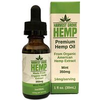 Hemp Oil Drops 350 by Harvest Grove Hemp - Made from Organic Hemp - Blended Hemp Extract - Fast Acting - Chronic Pain Relief - Healthier Sleep - Omega Fatty Acids for Heart Health (1oz/350mg Mint)