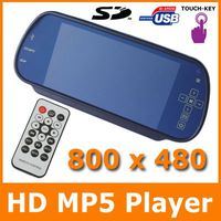 100% New Car 7 Inch 7" TFT LCD Rear View Mirror MP5 SD Card USB Monitor 2CH Video Input Touch Button