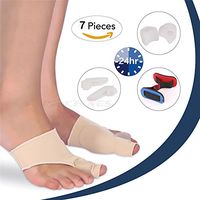 7 Pcs Gel Bunion Correctors Toe Pain Relief Stretchy Belt Protector Anti-Slip Forefoot Cushion Hammer Toe Sock Separator Hallux Valgus Treatment Insoles Aid Surgery Pads