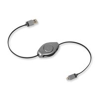 ReTrak Retractable Lightning Charger and Sync Cable iPod/iPhone, Space Gray (ETLTUSBSPGY)