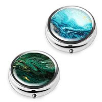 Pill Box Set of 2 - Lizimandu Compact 3 Compartment Medicine Case, Pill Box for Pocket or Purse (Quicksands)