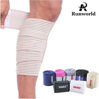 Runworld (1 Pair Elastic Calf Shin Compression Bandage Brace Thigh Leg Wraps Support for Sports, Weightlifting, Fitness, Running - Knee Straps for Squats Men Women (Beige)