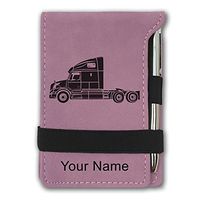 Mini Notepad, Truck Cab, Personalized Engraving Included (Pink)