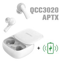 Pamu Slide Plus Earbuds Padmate 2000mAh 60h True Wireless Earbuds Sport Headsets with Mic Qualcomm QCC3020 APTX, Wireless Charger, Volume Control(White) (White)