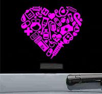 JS Artworks Medical Heart Vinyl Decal Sticker (HOT Pink)