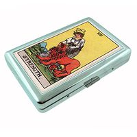 Tarot Card Strength S10 Silver Cigarette Case Metal Wallet Id Holder 4" X 2.75" RFID Protection