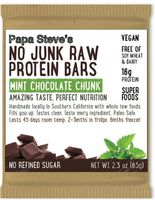 Papa Steve's No Junk Raw Vegan Protein Bars: Non GMO, Gluten Free, 100% Natural, Hand-Made Weekly - Mint Chocolate Chunk (Pack of 10)