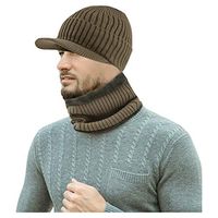 Lataw 2020 Men 's Hats for Winter Warm Beanie Thicken Hat and Scarf Two-Piece Knit Windproof Slouchy Outdoor Skiing Comfort Cap
