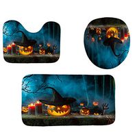 YAYUMI Halloween Festival 3pcs Non-Slip Bath Mat Bathroom U Shaped Non-Slip Shower Kitchen Carpet Doormats Decor