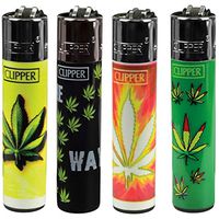Clipper Marijuana Hemp Leaf Refillable Lighters Lot of 4