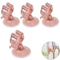 Exttlliy 4Pcs PP Broom Mop Holder Wall Mounted Broom Organization Suction Cup Storage Rack for Home Kitchen Bathroom (Pink)