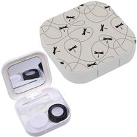 Portable Contact Lens Case Box Travel Kit Mirror + Bottle + Tweezers Container Holder [ Flying Dragonflies Flight ]