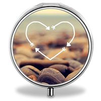 Compact 3 Compartment Medicine Case, IMLONE Customized Heart Shaped Pill Organizer Metal Pill Box Pill Container for Purse, Travelling and Daily Needs