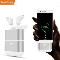 Bluetooth Headphones X2 Wireless Headphones Stereo in-Ear Earpieces with 2 Wireless Built-in Mic Earphone, Charging Case and Powerbank for Your Smartphone (Silver)