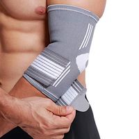 Neotech Care Elbow Brace Support Sleeve (1 Unit) - Elastic & Breathable Fabric - Adjustable Compression Strap/Band - for Men, Women, Right or Left Arm - Gray Color (Size L)
