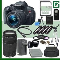 Canon EOS Rebel T5i Digital SLR Camera Kit with 18-55mm STM Lens and Canon EF 75-300mm III Lens + 32GB Green's Camera Package 2