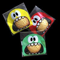 Cute Cookie Bag 300 PCS Resealable Gift Bags 4 x 4 INCH Self Adhesive Treat Bags Flat Cellophane Goody Bags for Kids Party Favor Candies and Desserts (300, Mix)