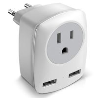 Travel Plug Adapter Power Outlet Converter - Europe to US Wall USB Charger for Most European Countries: Italy France German Greece Iceland - International Electric Adaptor for iPhone iPad (Type-C)