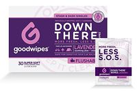 Goodwipes Down There Feminine Flushable Wet Wipes for Women, Lavender Scent Individually Wrapped  Wipes, 30 Count