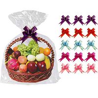 15 Sets Clear Basket Bags，Cellophane Wrap Gift Bags, 15 Pack 28 * 40 Inches Gift Basket Wrapping Bags with 15 Bows Ribbon, Package Bags for Gift, Basket (28X40inches)