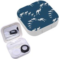 Portable Contact Lens Case Box Travel Kit Mirror + Bottle + Tweezers Container Holder [ Cute Kangaroos Cartoon ]