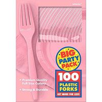 amscan Big Party Pack 200 Count Mid Weight Plastic Forks, New Pink