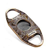 KXDLR Fine Cigar Cutter Stainless Steel Bronze Engraved Double Blade Guillotine Scissors Pocket Cigar Tool, for Smoker,Black