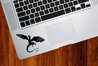 Dragon Flying - Design 1 - Computer Cut Trackpad/Keyboard Vinyl Decal YYDC (3" w x 2.5" h) (Black)